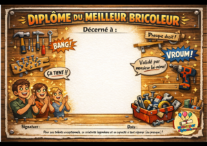 Le meilleur bricoleur - Diplôme rigolo à personnaliser