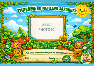 Diplôme du meilleur Jardinier - Photo à coller