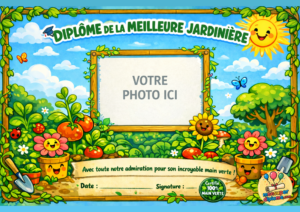 Diplôme de la meilleure Jardinière - a personnaliser