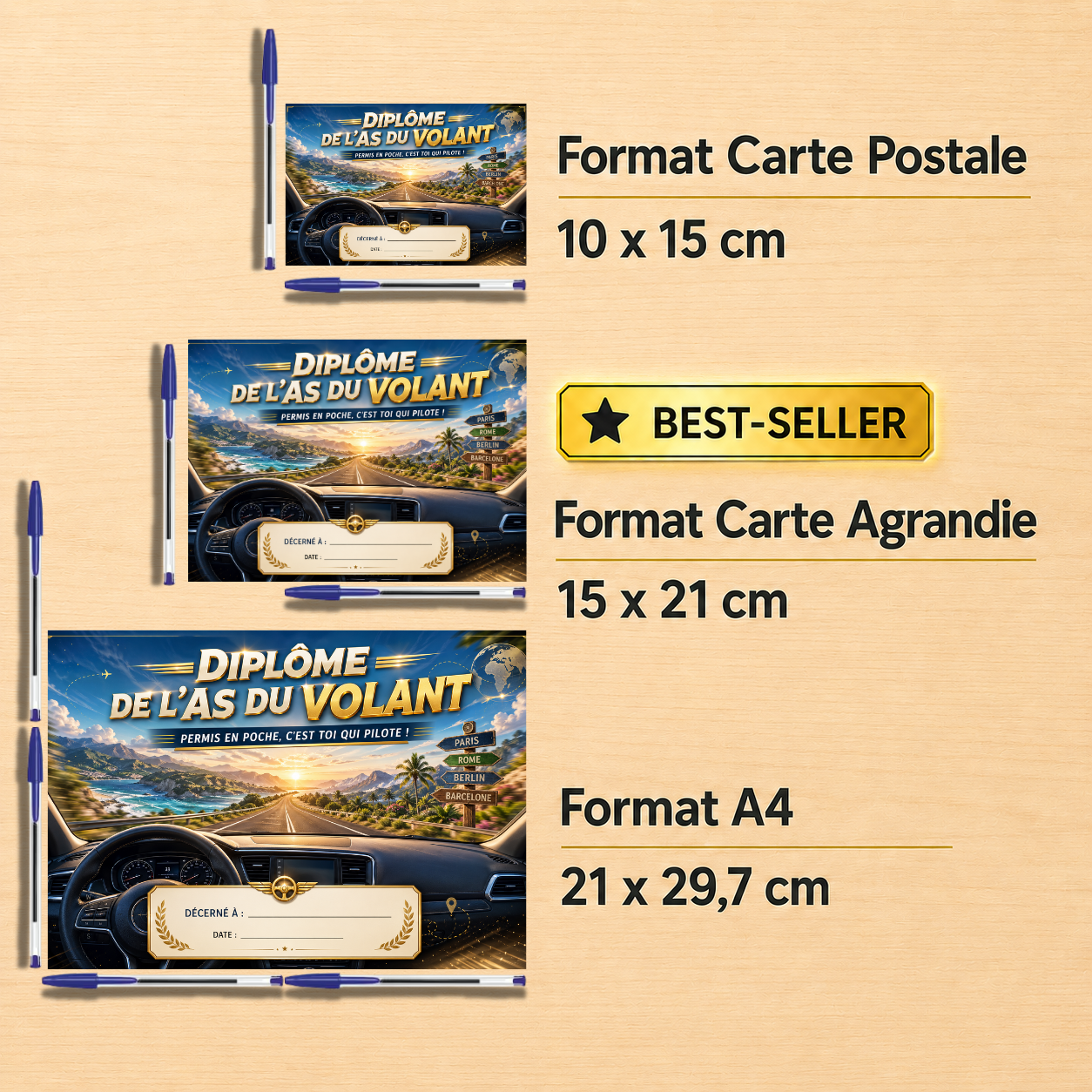 Diplôme du Permis de Conduire à personnaliser — Road Trip – Image 2
