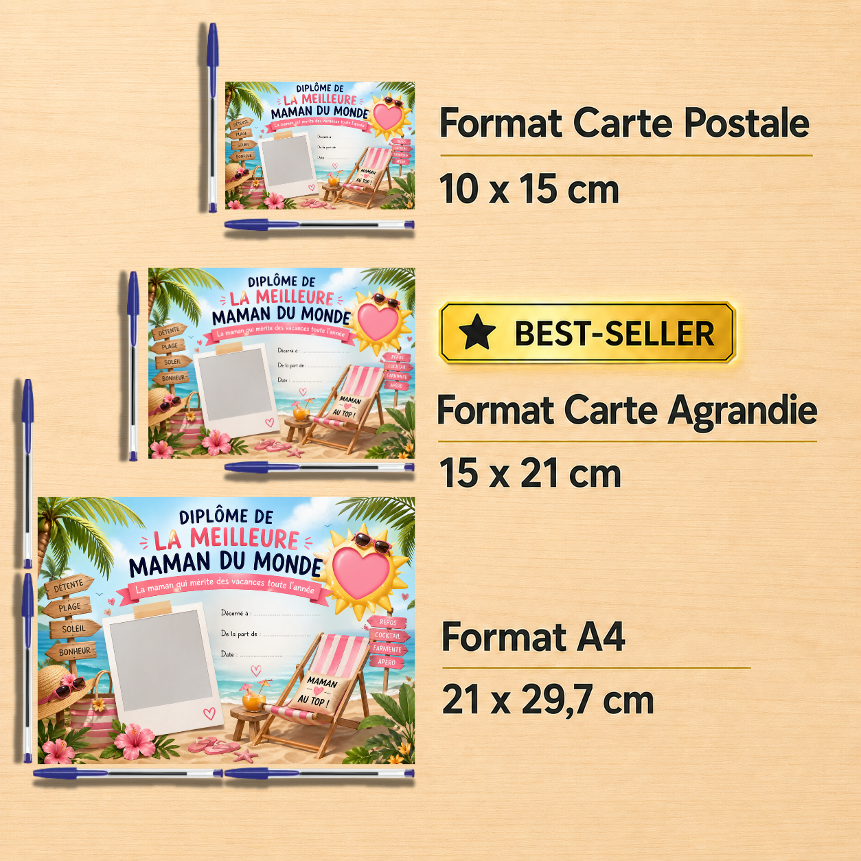 Meilleure maman du monde - Diplôme émotion - Vacances & Détente - Idéal Fête des mères – Image 2