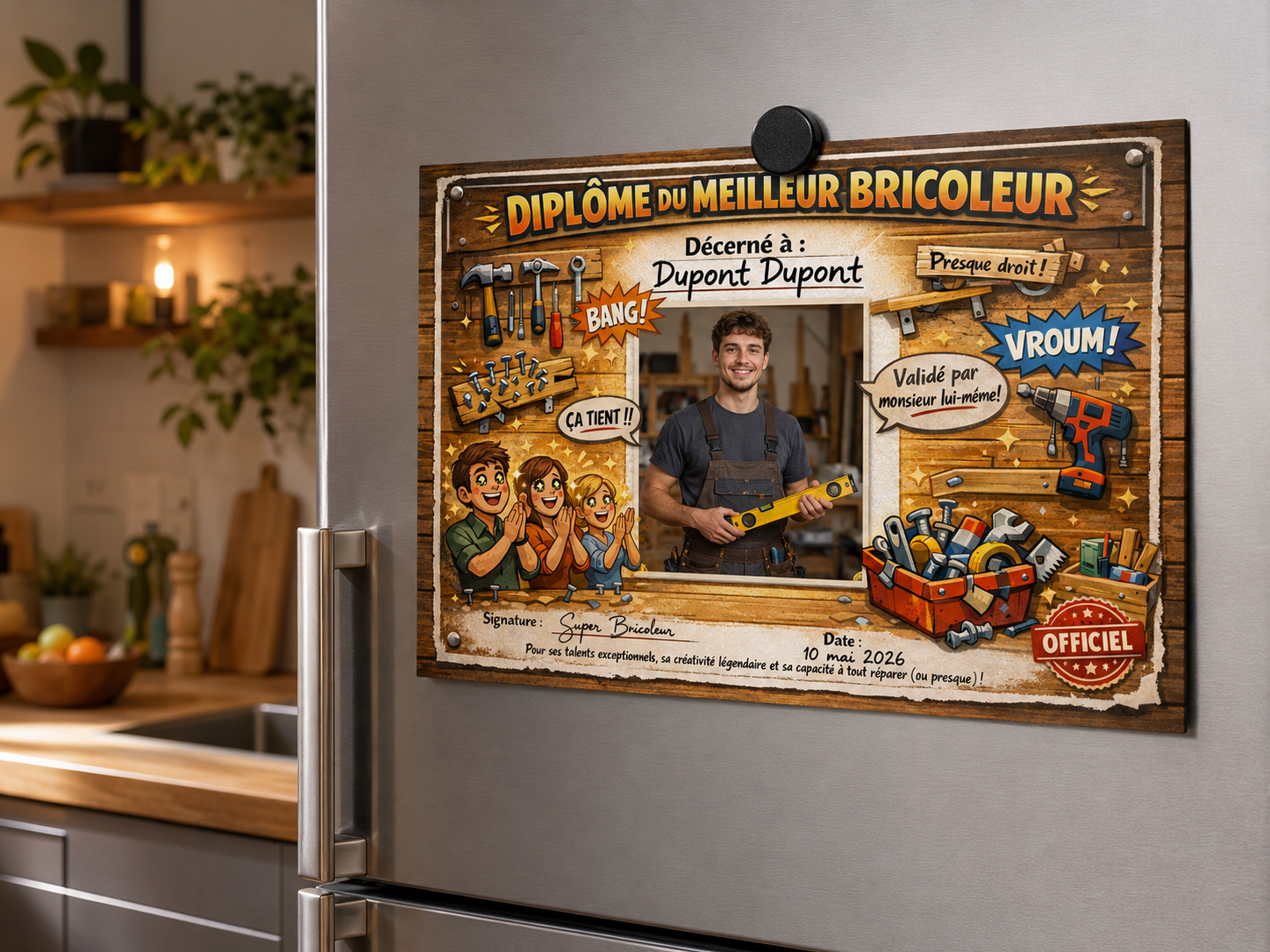 Diplôme du Meilleur Bricoleur à personnaliser — cadeau humour maison – Image 3