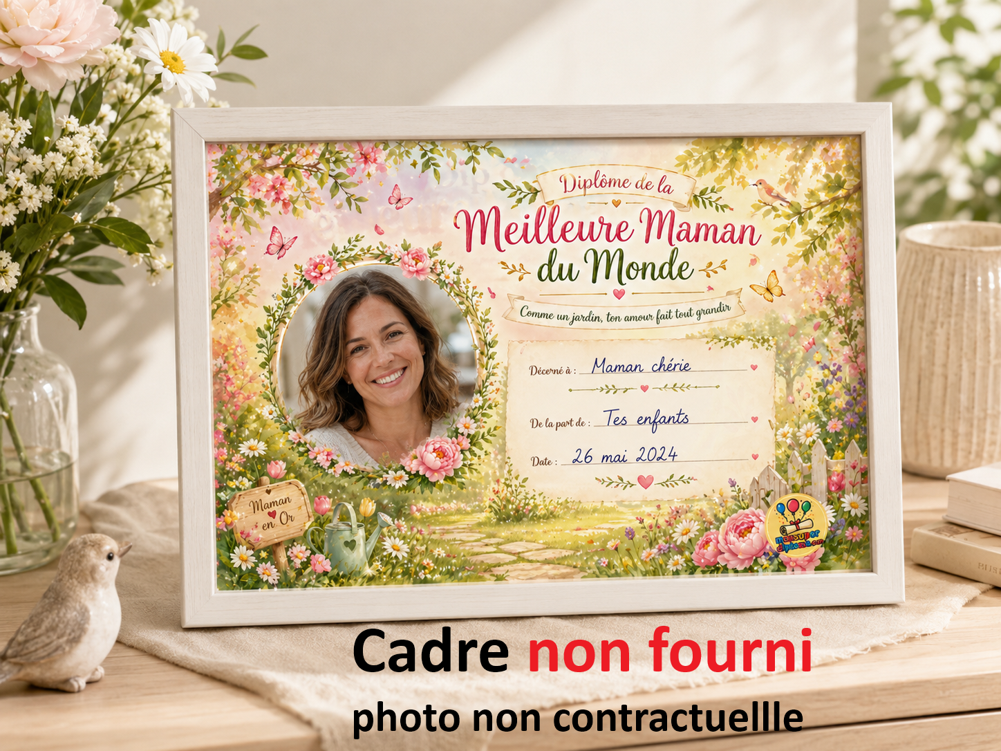 Diplôme de la Meilleure Maman à personnaliser — Jardin Enchanté – Image 3