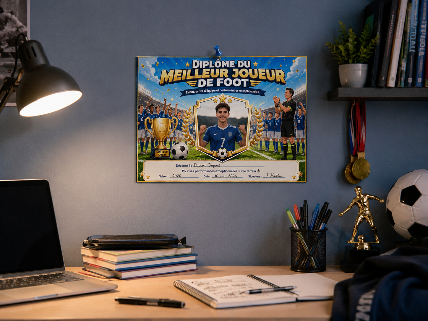 Diplôme du Meilleur Joueur de Foot à personnaliser — cadeau – Image 3