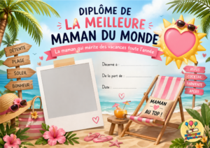 Diplôme de la meilleure maman du monde - version vacances