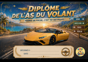 Diplôme de l'as du volant - permis jeune conducteur - voiture de luxe