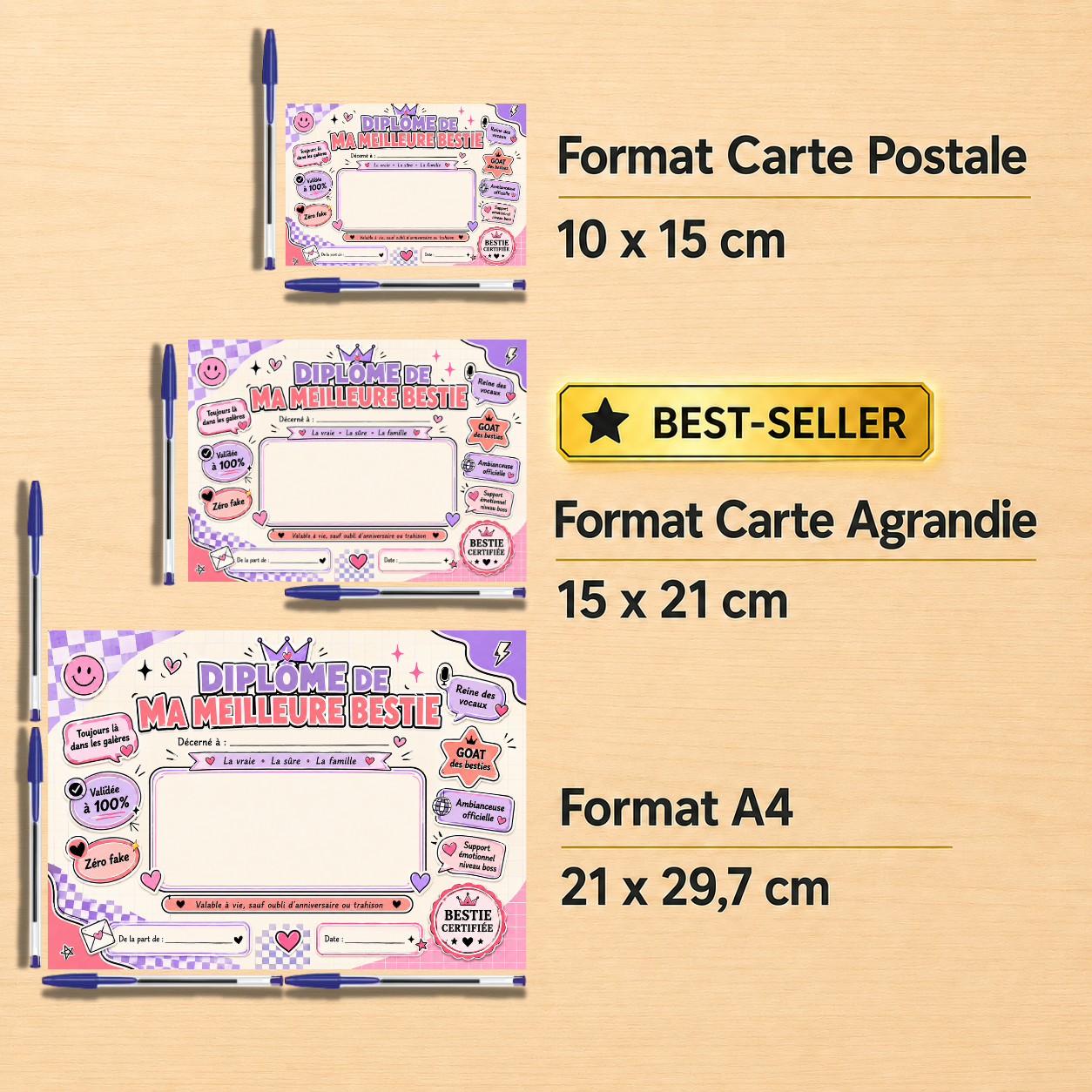 Ma meilleure bestie ma meilleure amie - Cadeau Emotion personnalisé - Feutre – Image 3