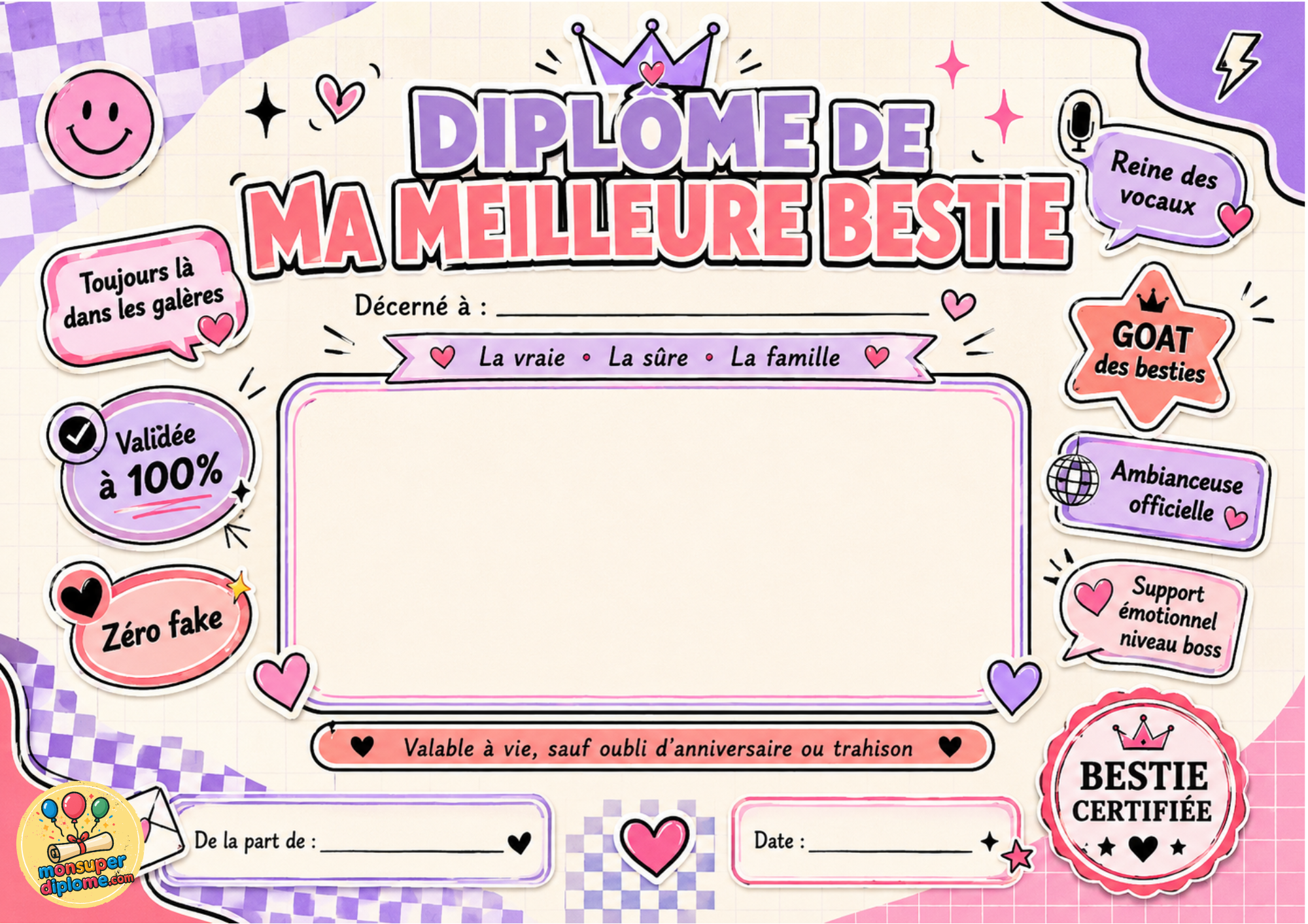 Ma meilleure bestie ma meilleure amie - Cadeau Emotion personnalisé - Feutre