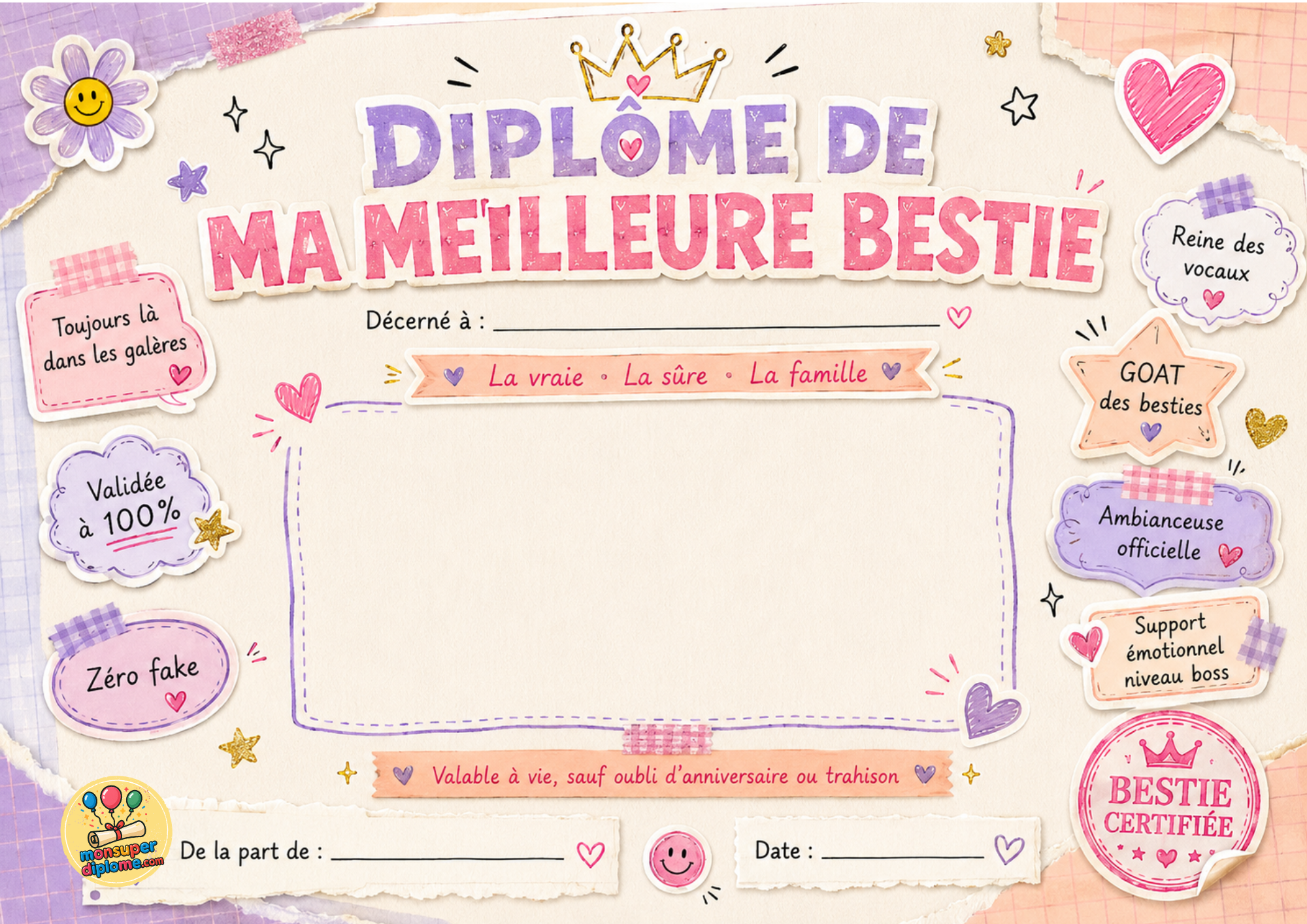 Ma meilleure bestie ma meilleure amie - Cadeau Emotion personnalisé - Violet