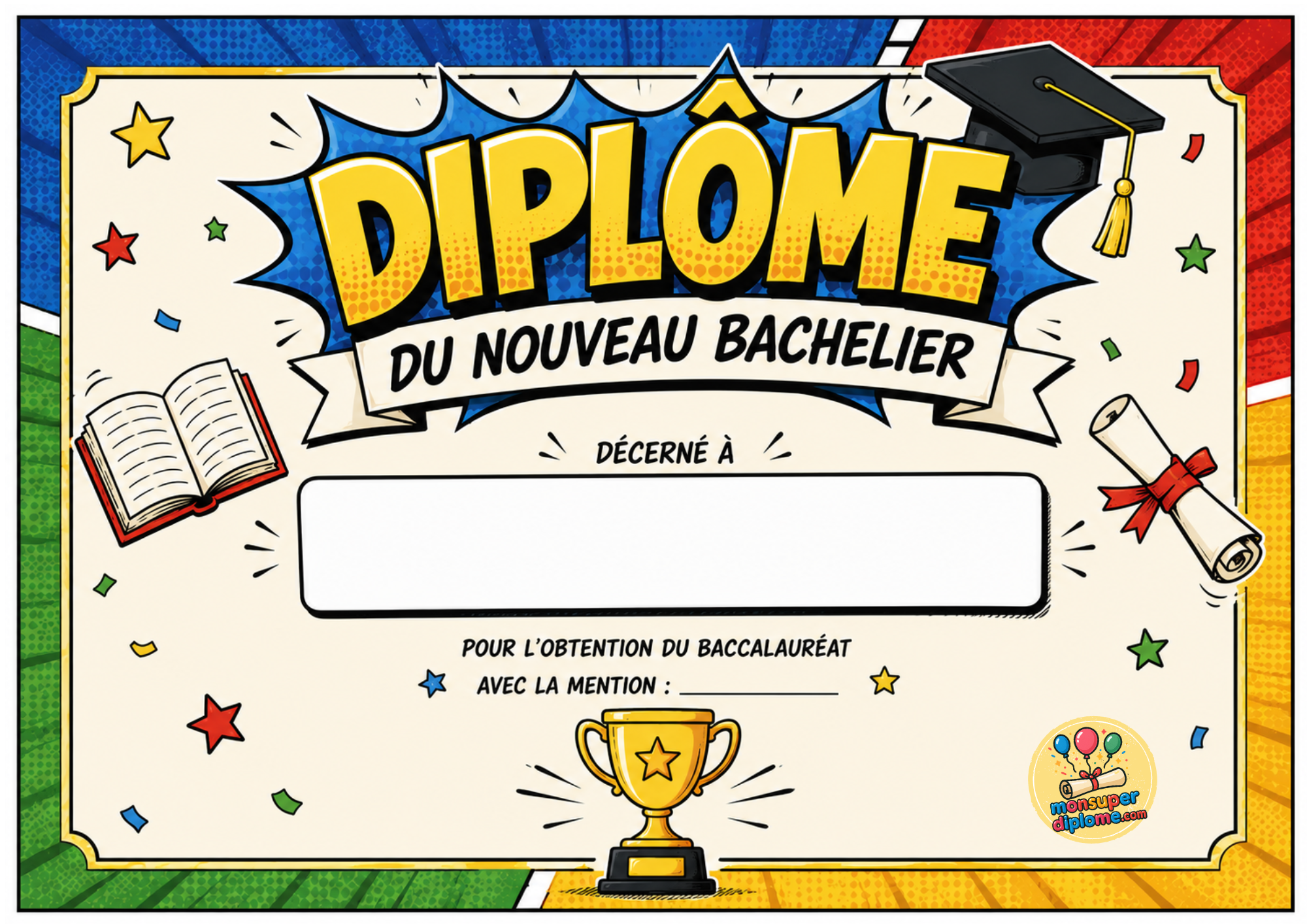 Diplôme obtention du bac - fun et valorisant