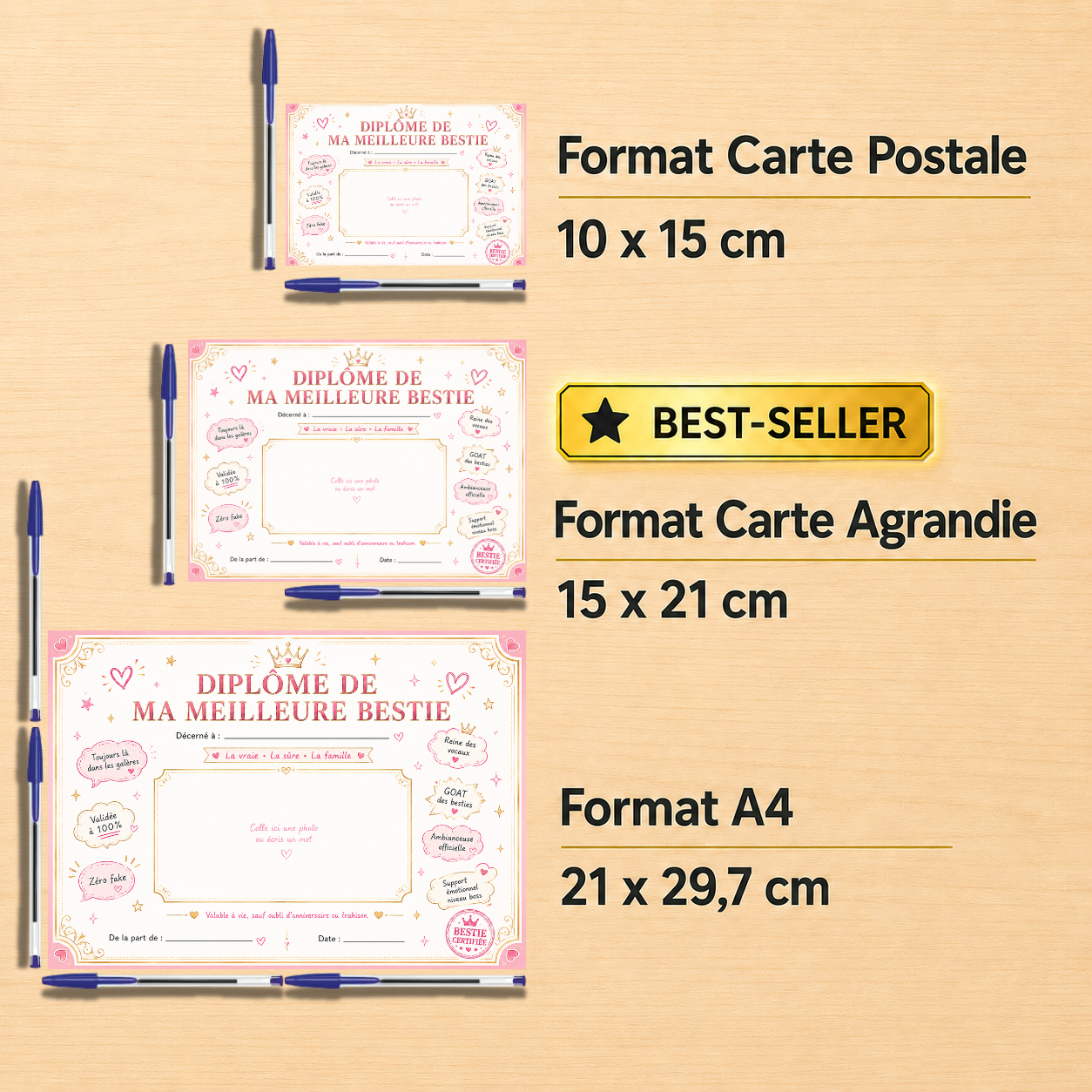 Ma meilleure bestie ma meilleure amie - Cadeau Emotion personnalisé - Rose – Image 3