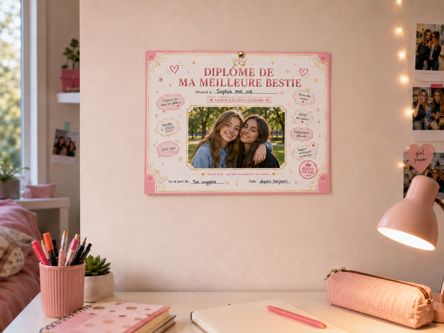 Ma meilleure bestie ma meilleure amie - Cadeau Emotion personnalisé - Rose – Image 2