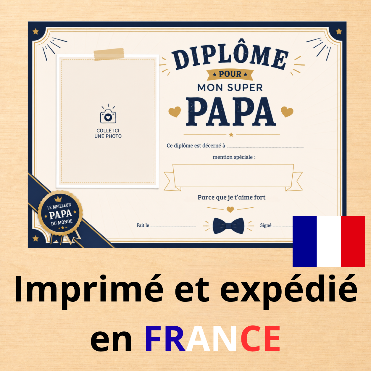 Diplôme du meilleur papa - cadeau émotion fête des pères – Image 3