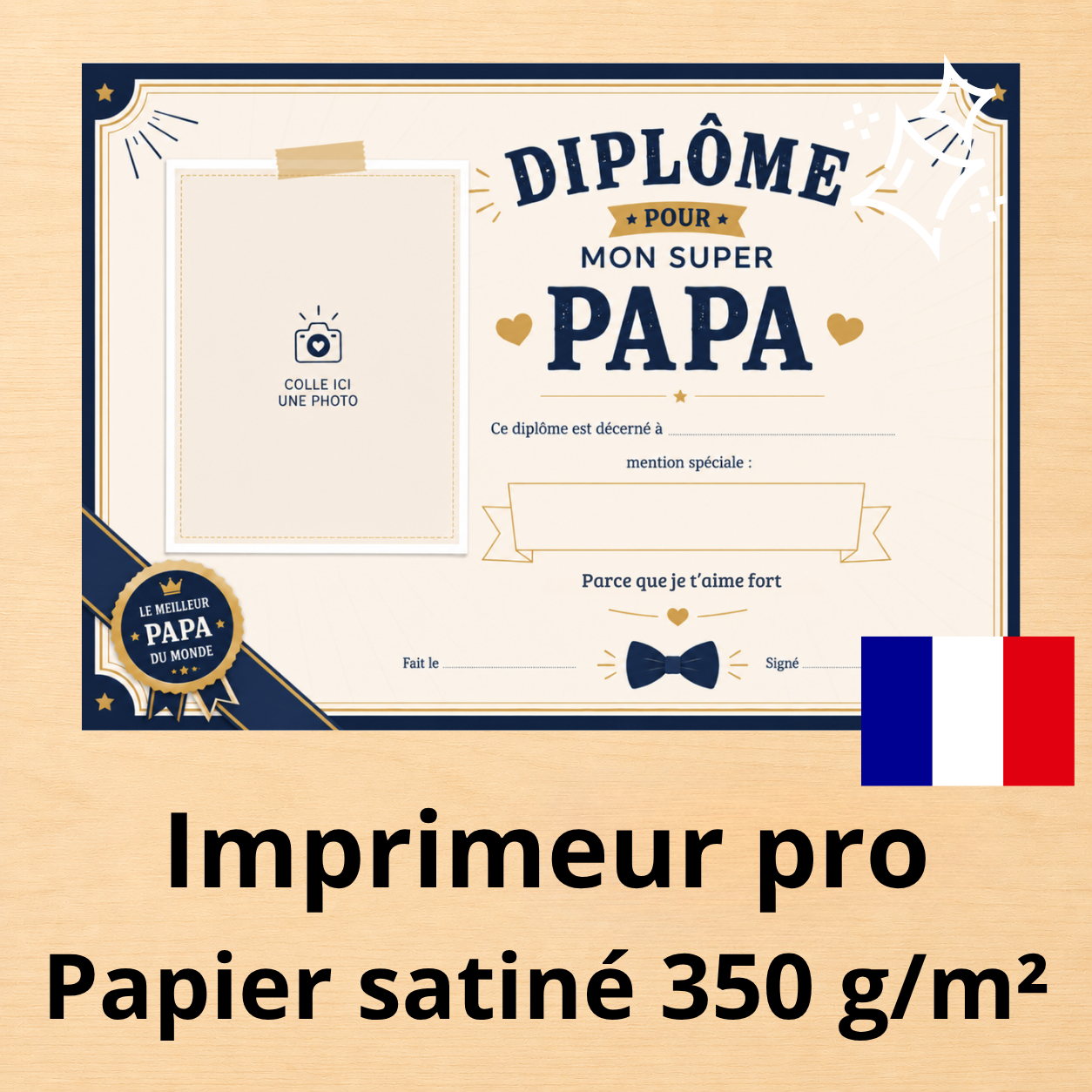 Diplôme du meilleur papa - cadeau émotion fête des pères – Image 4
