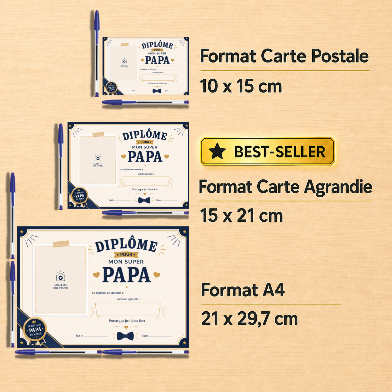 Diplôme du meilleur papa - cadeau émotion fête des pères – Image 2